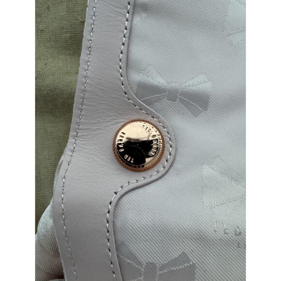 Ted Baker London Crossbody Bag Womens Small Pink Velvet Quilted Bow Rose Gold - Picture 6 of 11